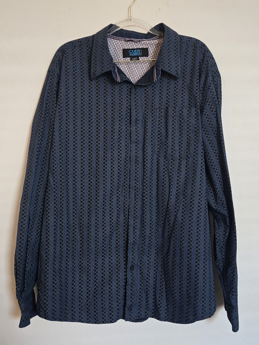 Cody James Mens Navy Geometric Button-Up Shirt